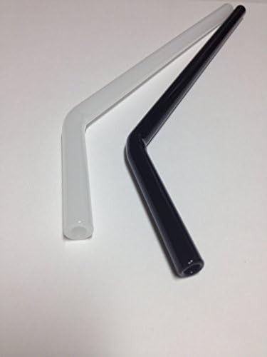 Glass Straw Set--Two Beautiful Bent Straws, One Snow White and One Jet Black--9.5mm x 8 in with Cleaning Brush