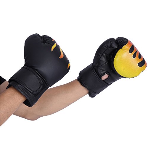 Kids Boxing Gloves, PU Muay Thai Sparring Training Glove Kickboxing Gloves for Age 7-13 Years ( Color : Black )
