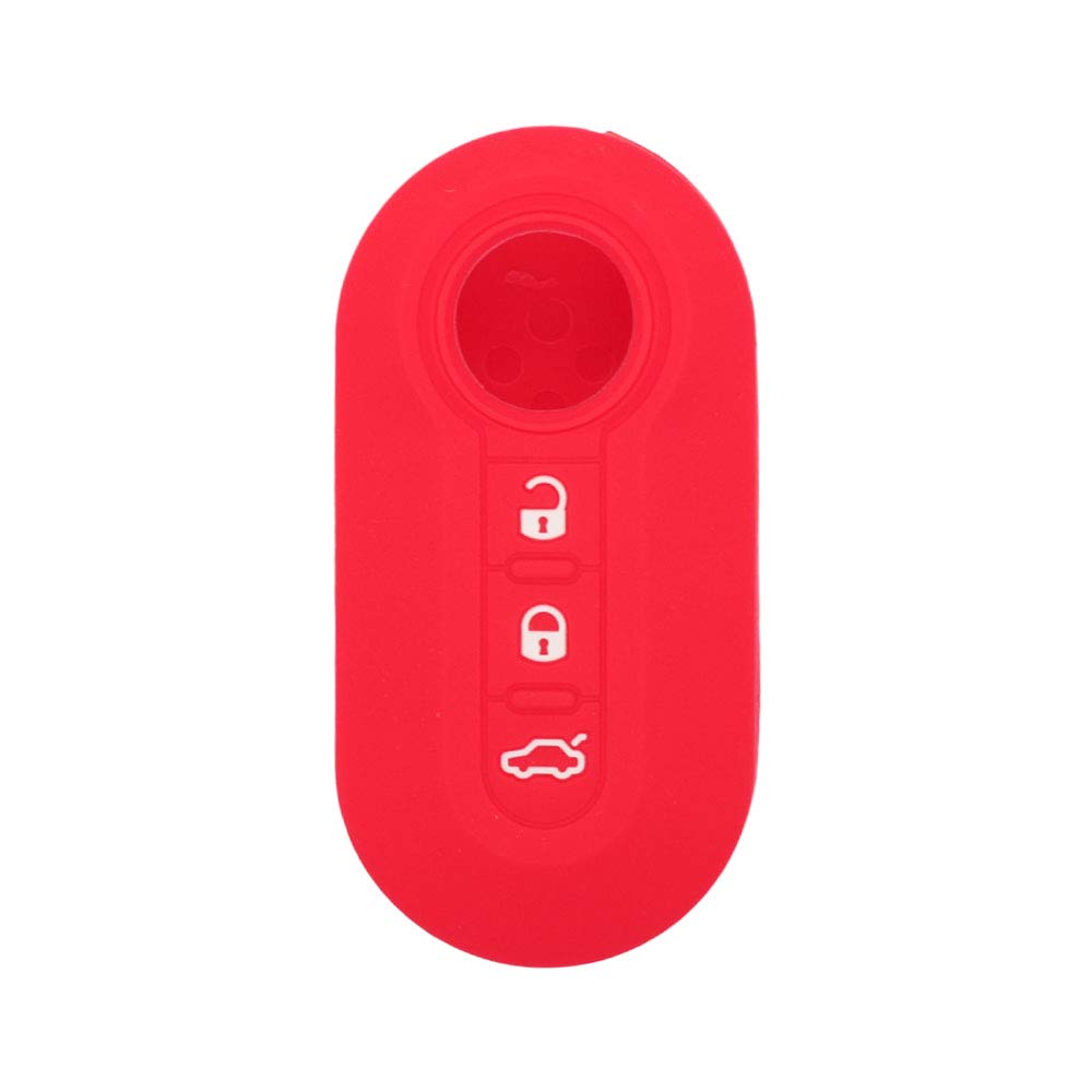 BROVACS Silicone Cover Protector Case Holder Skin Jacket Compatible with FIAT 3 Button Flip Remote Key Fob CV4759 Red