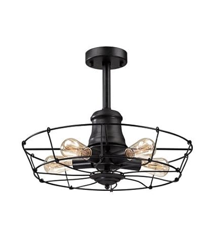 Semi Flush 5 Light With Wrought Iron Black Finish 20 Inch 300