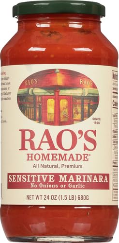 RAO’S HOMEMADE TOMATO SAUCE, 24 OZ, PASTA SAUCE, CARB CONSCIOUS, KETO FRIENDLY, ALL NATURAL, PREMIUM QUALITY, NO ONIONS OR GARLIC, WITH ITALIAN TOMATOES & OLIVE OIL, 1.5 POUND (PACK OF 1)
