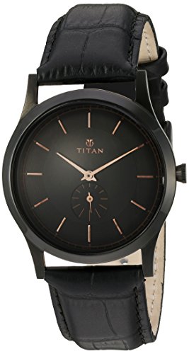 Titan men s  classique  quartz stainless steel and leat…