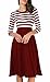 AAMILIFE Women's Vintage Stripe Scoop Neck 3/4 Sleeve Swing Dress Red XL