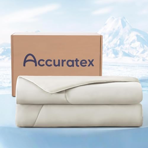 ACCURATEX Kühldecke 240×220 cm, Sommerdecke für Heiße Schläfer, Elfenbein