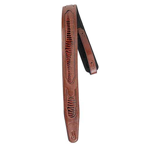 Walker & Williams GC-19 Mahogany Brown Padded Guitar Strap with Armadillo Inserts