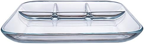 Dessert Bowls- Tempered glass partition plate Fast Food Plate Breakfast Plate Fruit Plate Western steak dish With vinegar sauce dish dumplings dish (Size : 25.2 * 2.8cm)