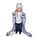 Fin Fun Snow Leopard Wearable Hooded Blanket for Kids - Kids Wearable Blanket Hoodie - Super Soft Polyester Snuggie, Cozy Blanket with Realistic Animal Details for Boys & Girls