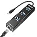 BENCSE USB C to Ethernet Adapter, Type C to 3 USB 3.0 Ports, RJ45 Gigabit Network Hub, 10/100/1000 Mbps, Compatible with MacBook Pro 2019/2018/2017 and Other Type C Laptops, Black