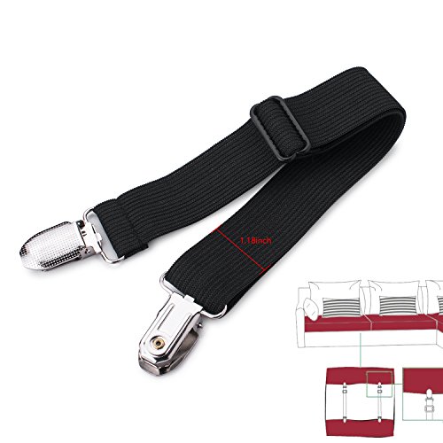 Adjustable Bed Sheet Fasteners Suspenders - 8 Packs of Sheet Suspenders Gripper Holders Elastic Straps Clips for Various Bed Sheets,Mattress Covers, Sofa Cushion(Black)