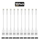 Feel2Nice Short Lightning Cable 10 Pack 7-Inch iPhone Cord Data Sync USB Portable Fast Charge for iPhone X 8/8 Plus / 7/7 Plus / 6s/6s Plus /6/6 Plus 5/5s/5c/Multi-Port Charging Station,White