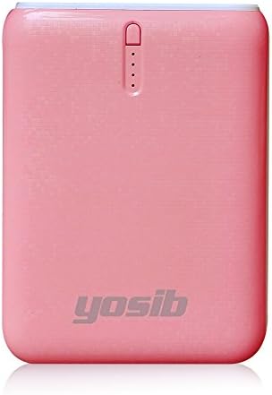 10000mAh Ultra-Compact External Battery Charger, High-Speed Travel Charger with Built-in Lightning and Micro USB Cables Portable Power Bank for iPhone, Galaxy, and more. (Pink)