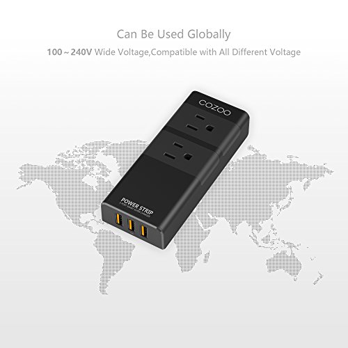 COZOO Aluminum 2 Outlet Travel Power Strip with USB Charger(3-Port Smart, 20W/4.0A) and 4.5ft Cord Made of Fire-Proof PC & Aluminum - Thumbnail 4