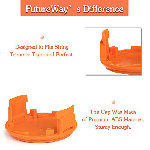 FutureWay String Trimmer Replacement Spool Line 0.065” Compatible with Worx WA0007 WG105 WG106 WG108, Weed Eater String Autofeed 50019417 Cap, Cordless Trimmer Edger Line 2 x 16ft, 5 Spools + 1 Cap - Thumbnail 4