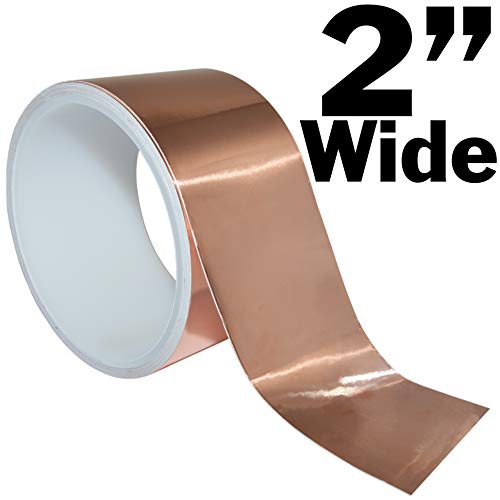 16 Feet of 2 Inch Wide Copper Foil Tape with Adhesive - Conductive on Both Sides for EMI Shielding, Electrical Repairs, Engineering Projects, Arts & Crafts, or Stained Glass - EX ELECTRONIX EXPRESS - Thumbnail 7