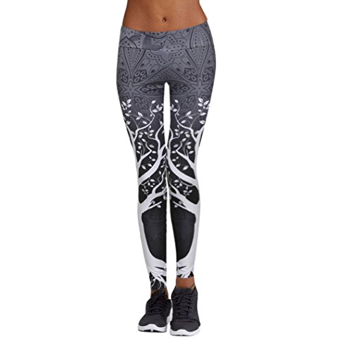 kaifongfu Women Yoga Pants,Women Printed Sports Pants Yoga Workout Gym Fitness Exercise Athletic Pants (M, Gray)