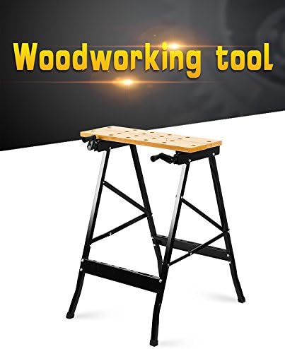 Multi-Purpose Folding Workbench and Vice, Portable Work Table Sawhorse with Quick Clamp, Pegs and Tool Holders for Carpenter Builder Enthusiast, Folding Work Bench Steel Table Garage Portable (G001)