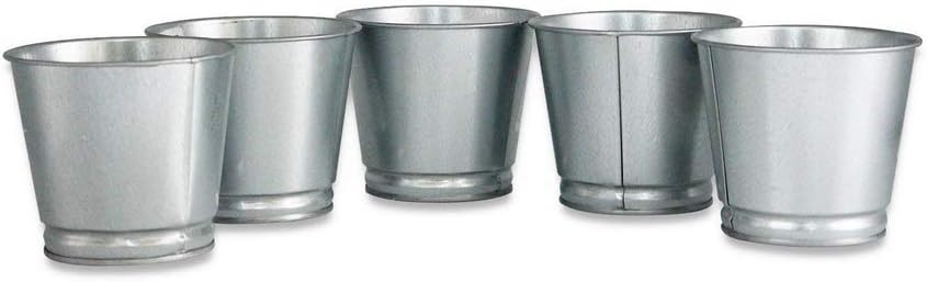 BINTJE Plant pot /Pen holder/desktop storage 3.75"high-Galvanized steel, Silver in/outdoor-Set of 5