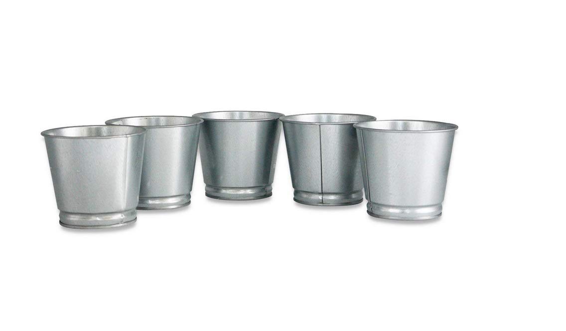 BINTJE Plant pot /Pen holder/desktop storage 3.75"high-Galvanized steel, Silver in/outdoor-Set of 5