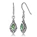 925 Sterling Silver Bali Inspired Vintage Green Abalone Shell Filigree Dangle Hook Earrings