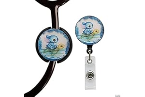 ROFLYER Stethoscope Tag,Steth ID Tag,Nurse Doctor Stethoscope ID Tag and Retractable Badge Reels Set, Stethoscope Charms Accessories and Badge Holder,Set of 2