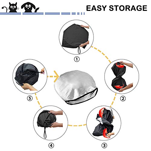 Windshield Sun Shade with Pet Design,2win2buy Large Cute Cartoon Front Window Auto Sunshade Foldable Silvering UV Coating Sun Visor Protector for SUV,MPVS Keep Car Cool Damage Free,(Large Pet)