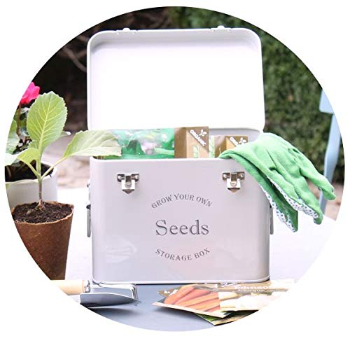 Gardening Naturally Metal Seed Packet Storage Tin Grey Powder Coated