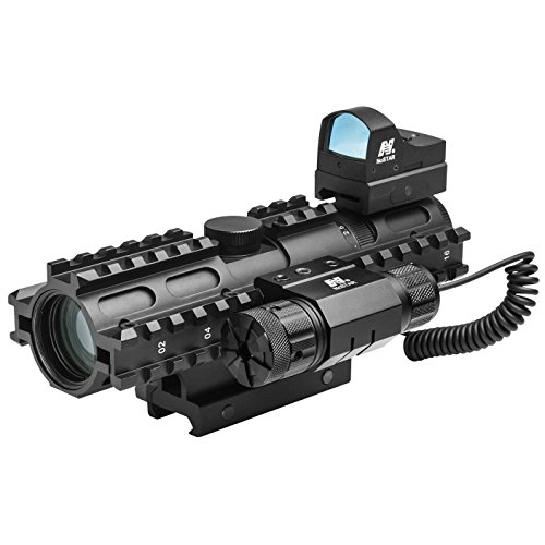 NC Star 2-7x 32mm Mil Dot/Micro Dot/Red Laser 3RS Tri-Rail Combo