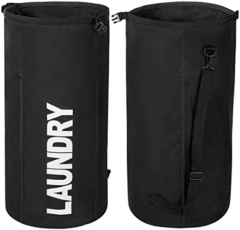 Wowlive Extra Large Foldable Laundry Hamper Durable Laundry Basket Collapsible Laundry Bag Backpack Dirty Clothes Hamper Standing Waterproof Hamper For Laundry (Black)