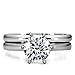 MABELLA His Hers Stainless Steel Men's Band Women Cubic Zirconia Round Cut Wedding Engagement Ring Set