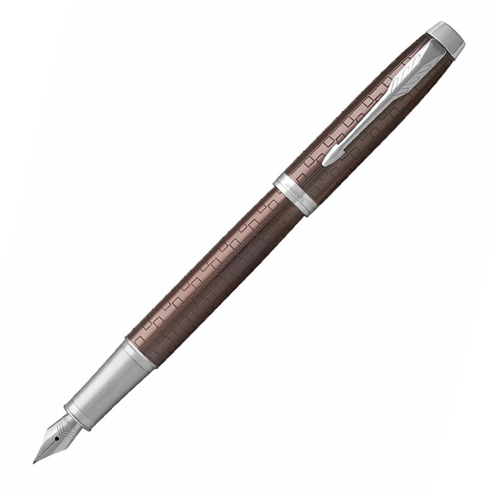 Parker IM Fountain Pen, Premium Brown, Medium Nib with Blue Ink Refill (1931677)