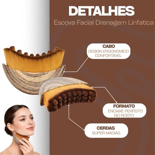 Escova Facial para Drenagem Linfática e Lifting Premium – Massageador Facial Modelador para Contorno da Mandíbula, Circulação e Relaxamento da Pele
