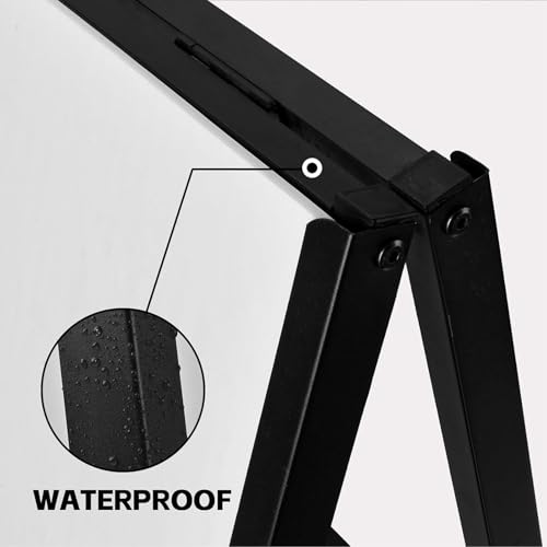 A Frame Sign Double-Sided, Folding Sandwich Board, Heavy Duty Slide-in Sidewalk Signboard, Metal Pavement sign(Frame only)), Black 60 * 90 * 105Cm