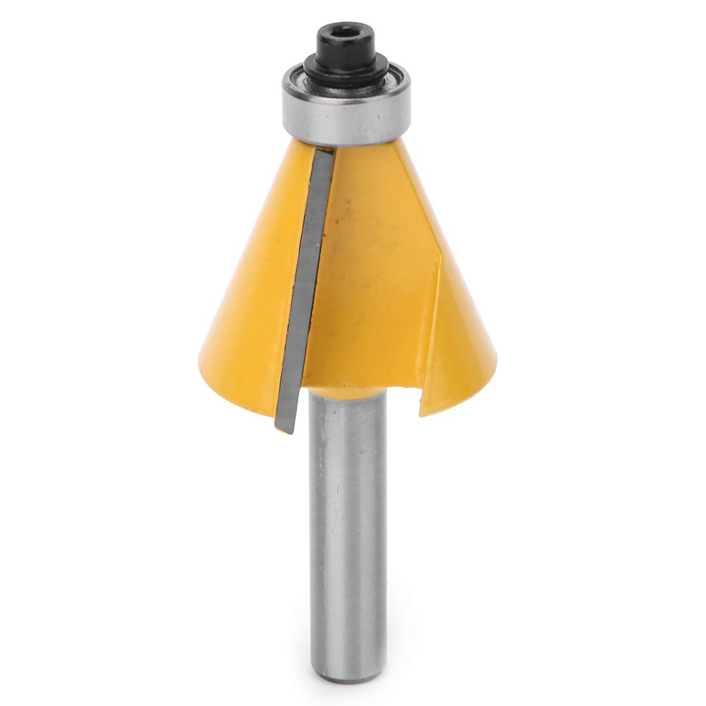 Shank Rabbet Router Bit, 8mm Shank Chamfer Bevel Edging Router Bit with Bearing, Woodworking Milling Cutter Tool (22.5°)