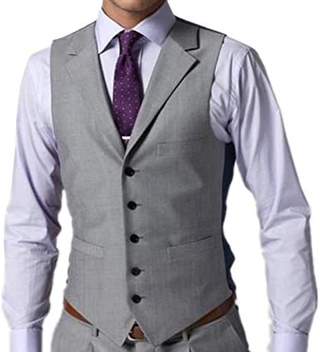Men's Slim Fit Business Suit Vest Single Breasted V-Neck Waistcoat