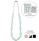 Goobie Baby Naomi Silicone Teething Necklace for Mom to Wear, Safe BPA Free Beads to Chew - Mint/Marble