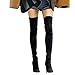 Shoe'N Tale Women Over The Knee High Stretchy Leather Thigh High Snow Boots(8.5,Suede Black)