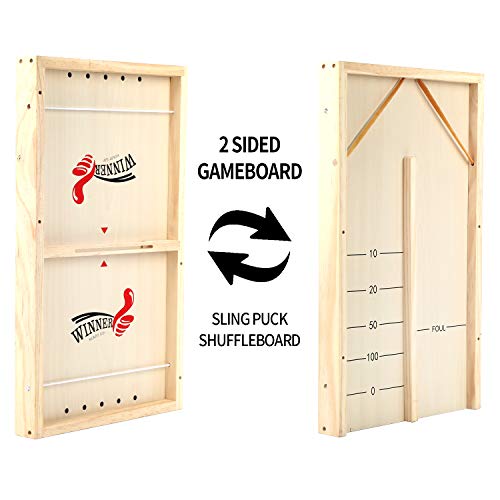 Jinjinle Fast Sling Puck Game Shuffleboard 2 in 1 Table Game Family Fun
