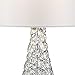 Kasey Modern Accent Table Lamp Crystal Bead Silver Gourd White Drum Shade for Living Room Family Bedroom Bedside Nightstand - Possini Euro Design