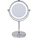 Aqua Elegante 6 Inch LED Makeup Mirror - Double-Sided, Lighted 10x/1x Magnification - Chrome