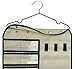 Btromeshy Hanging Jewelry Organizer,Double Sided 56 Pockets & 9 Hook and Loops for Holding Jewelry (Beige)
