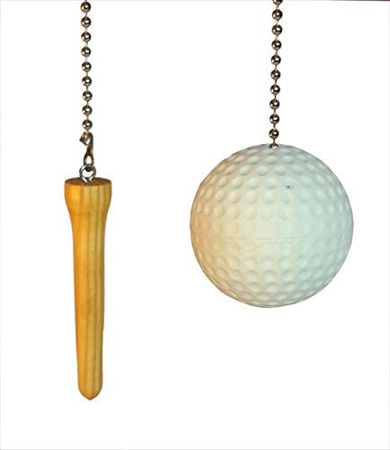Sports Ball Ceiling Fan Pull Chains by Wooden Androyd Studio (Jumbo Golf Ball &amp; Tee)