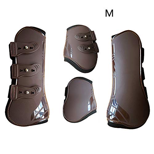GEZICHTA 4 Pack Adjustable Front Hind Horse Leg Boots Protection Wraps, PU Shell Shockproof Horse Leg Protective Guards Protective Gear for Horse Jumping, Riding, Eventing - Thumbnail 7