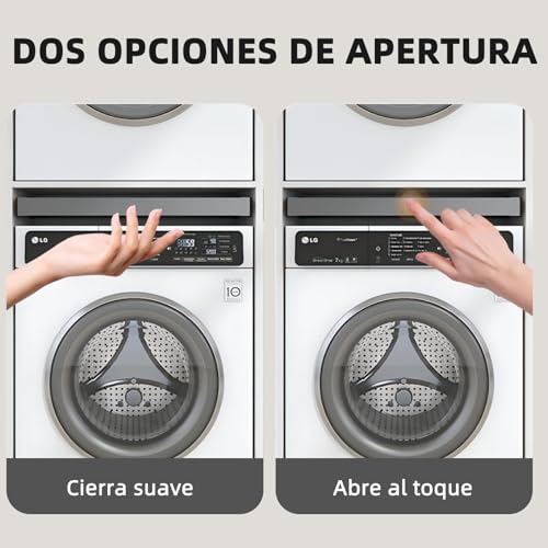 Hoconnie Hidden Washing Machine Clothes Airer Removable Clothes Airer Space Saving Soft Close Depth 540mm Width 610-660mm White