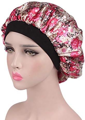 Honhui Soft Satin Sleeping Cap Salon Bonnet-Luxury Wide Band Satin Bonnet Cap Hair Loss Cap