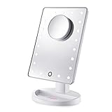 Pretty See Lighted Makeup Mirrors Touch Screen 21 LEDs Square Desktop Cosmetic Mirror with Removable 10x Magnifying Mirrors (Batteries not Included) …