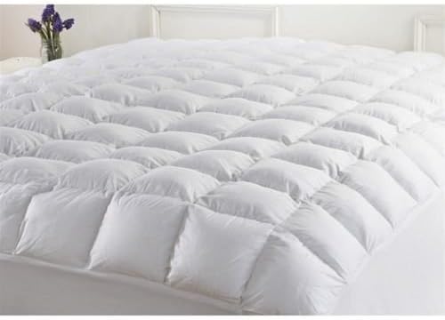 linenaffairs Polyester Blend Mattress Topper Mattress Pad Protection Fitted Sheet White Color_Queen Size