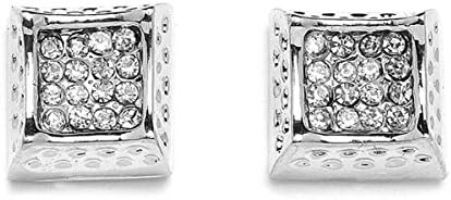 Unisex Iced Out Rhodium Plated Micro Pave Crystal Stud Earrings-10mm Hip Hop Post Earrings