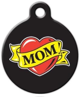 Dog Tag Art Custom Pet ID Tag for Dogs - Mom Heart Tattoo - Small - .875 inch