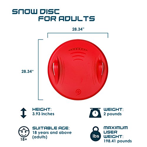 Supernova 70 Glider Snow Disc for Adults with Integrated Brake by Gizmo Riders - Red