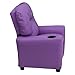 Flash Furniture Chandler Vinyl Kids Recliner with Cup Holder and Safety Recline, Contemporary Reclining Chair for Kids, Supports up to 90 lbs., Lavender